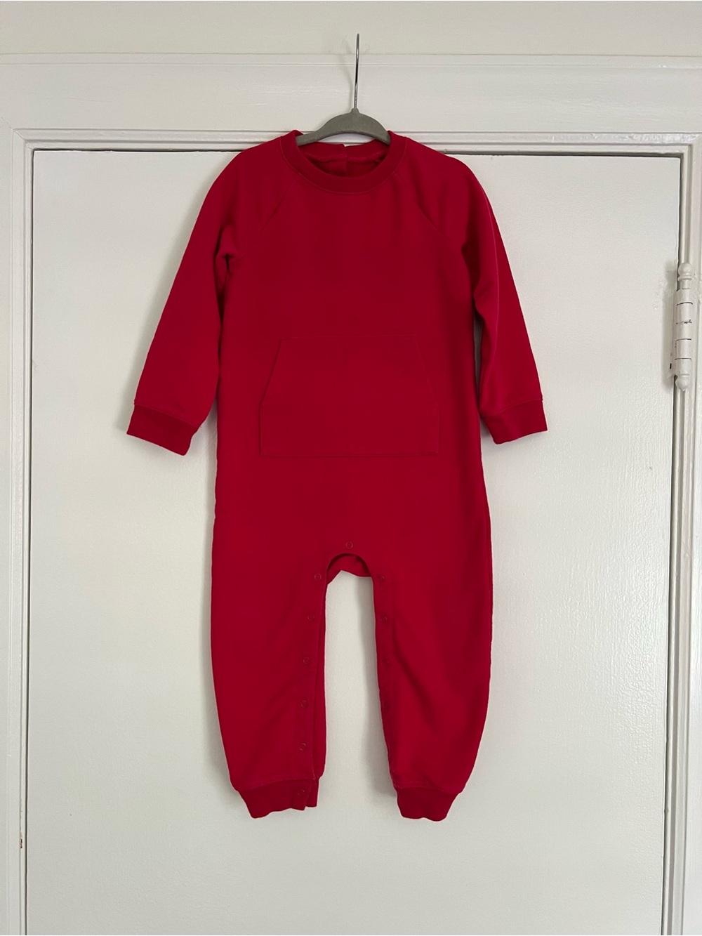 Primary Baby Sweatshirt Romper, Cherry Red, 18-24 months - Picture 2 of 5